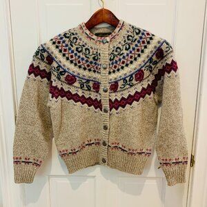 Vintage Eddie Bauer Norwegian Cardigan Sweater Norway Size Medium